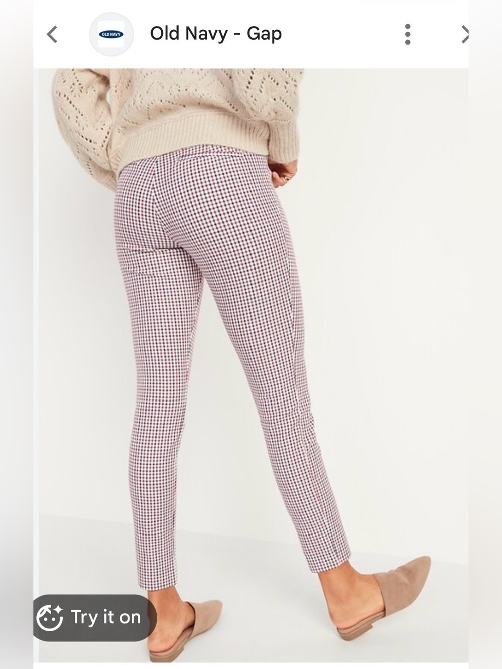 Old Navy Red & Black Gingham Pixie High Rise Ankle Pants